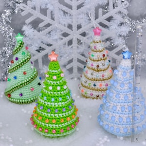 Crochet Christmas Tree Pattern, Crochet Christmas Tree Ornament Pattern, Colourful Christmas Tree Pattern image 4