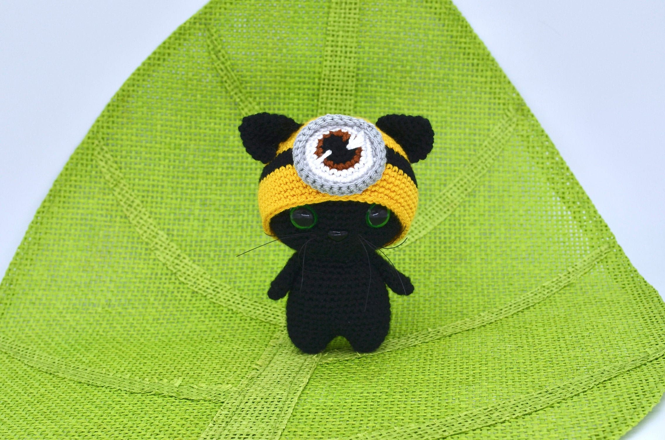Black Cat in Minion Hat Pattern