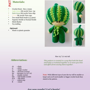 Watermelon Crochet Pattern Amigurumi Doll Watermelon William image 5