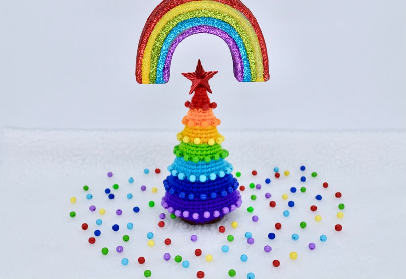 Crochet Christmas Tree Pattern, Crochet Christmas Rainbow Tree Ornament Pattern, Christmas Decoration Tree Pattern image 2