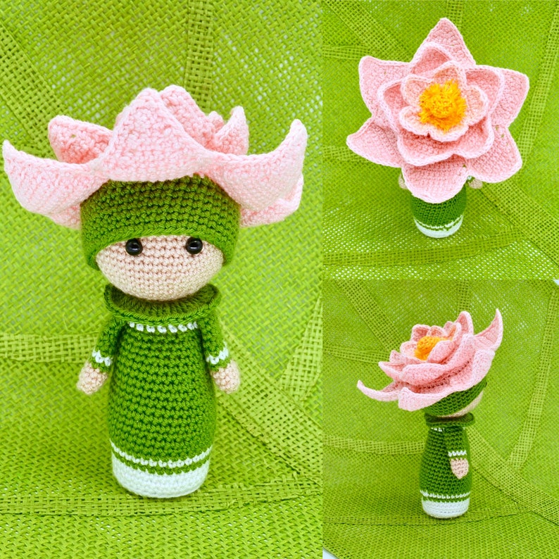 Crochet Pattern Lotus Amigurumi Doll Flower Doll Lucia image 1