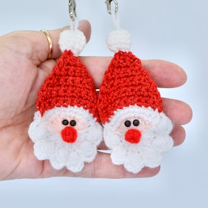 Santa Crochet Pattern, Crochet Christmas Decor, Crochet Christmas Santa Applique, Father Christmas Crochet Ornament, Santa Keychain