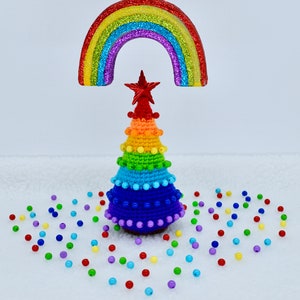 Crochet Christmas Tree Pattern, Crochet Christmas Rainbow Tree Ornament Pattern, Christmas Decoration Tree Pattern image 4