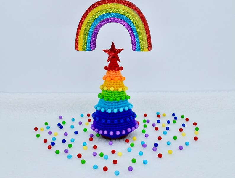 Crochet Christmas Tree Pattern, Crochet Christmas Rainbow Tree Ornament Pattern, Christmas Decoration Tree Pattern image 4