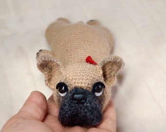 French Bulldog Puppy Crochet Pattern, Crochet Dog Pattern, Crochet Frenchie Dog Pattern, Crochet Lying Down Dog Pattern