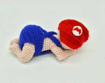 Crochet Baby Outfit Pattern Mario: Newborn Doll (PDF Pattern)