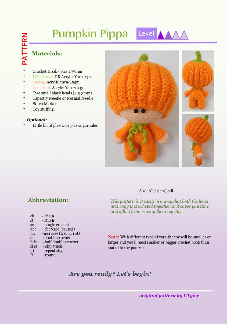 Crochet Pumpkin Pattern, Crochet Pattern Amigurumi Doll, Crochet Pumpkin Pippa image 5