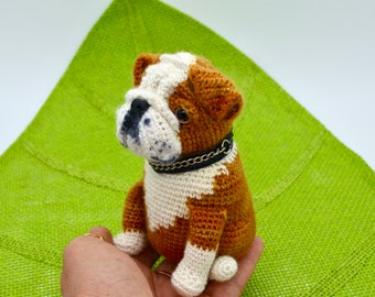 Patrón de ganchillo Bulldog Inglés, Patrón de perro Bulldog Amigurumi, Patrón de perro de ganchillo, Patrón de Bulldog de ganchillo