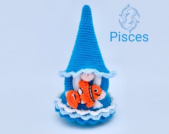 Crochet Gnome Pisces Sign, Astrological sign, Zodiac Sign Gnome Crochet Pattern, Crochet Gnome Pattern