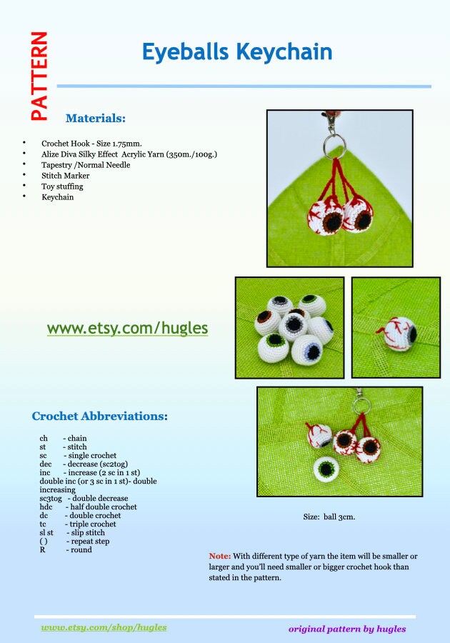 Crochet Eyeball PATTERN Amigurumi Crochet Eyeball Keychain Etsy