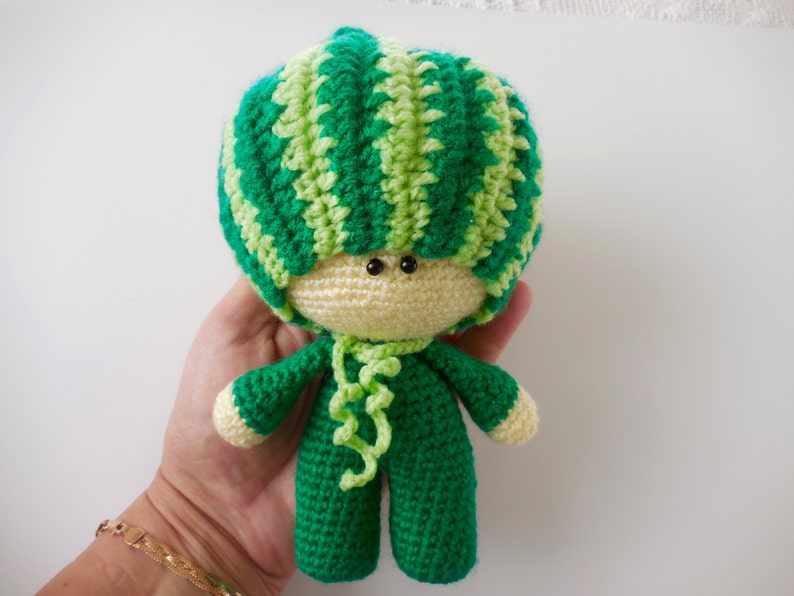 Watermelon Crochet Pattern Amigurumi Doll Watermelon William image 1