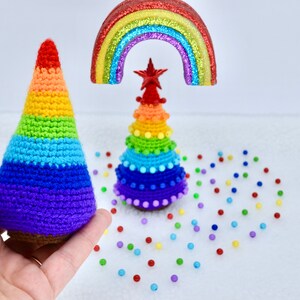 Crochet Christmas Tree Pattern, Crochet Christmas Rainbow Tree Ornament Pattern, Christmas Decoration Tree Pattern image 6