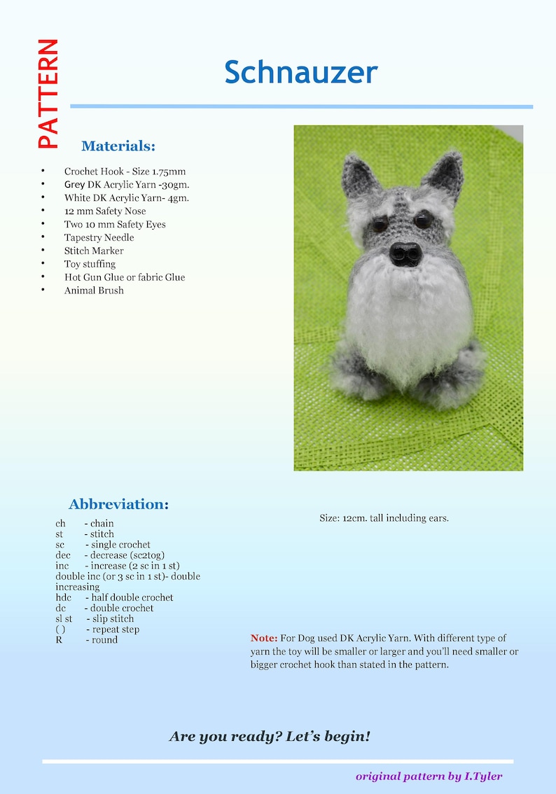 Schnauzer Crochet Pattern, Crochet Dog Pattern image 9