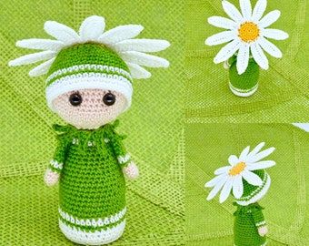 Crochet Daisy Doll, Crochet Pattern Amigurumi Doll Daisy- Flower Doll Dana