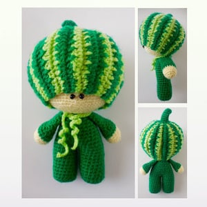 Watermelon Crochet Pattern Amigurumi Doll Watermelon William image 2