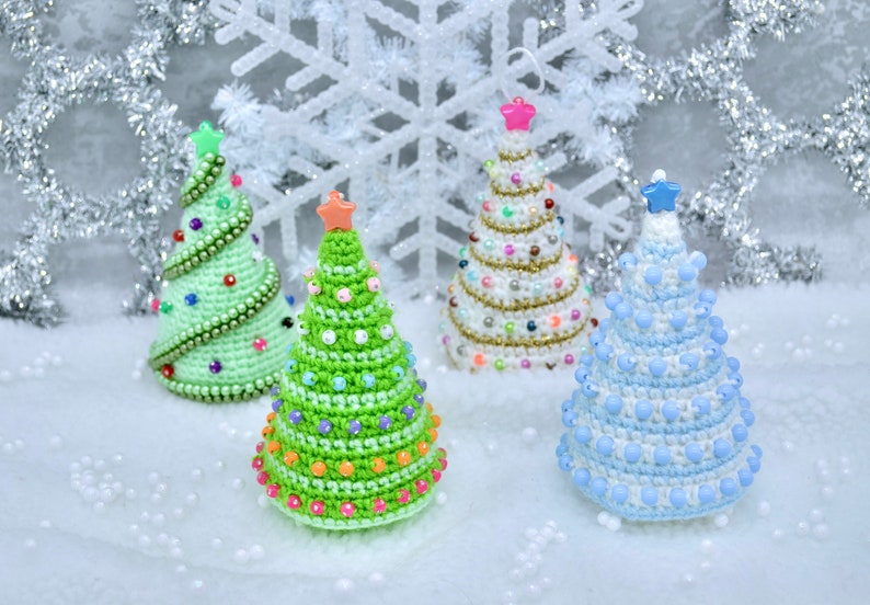 Crochet Christmas Tree Pattern, Crochet Christmas Tree Ornament Pattern, Colourful Christmas Tree Pattern image 2