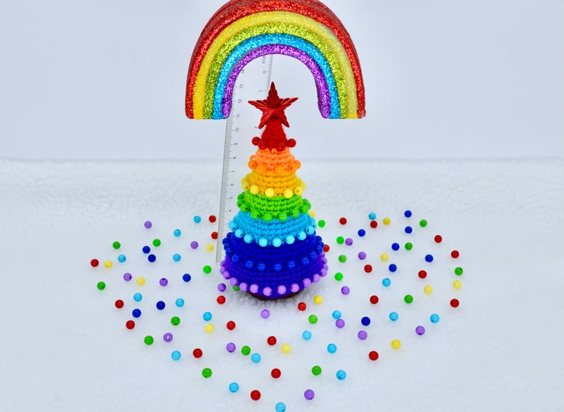 Crochet Christmas Tree Pattern, Crochet Christmas Rainbow Tree Ornament Pattern, Christmas Decoration Tree Pattern image 5