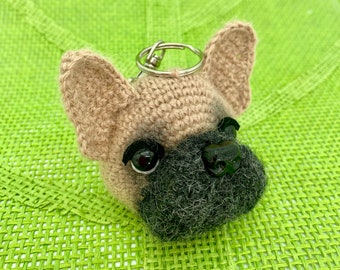Crochet French Bulldog Keyring PATTERN, French Bulldog Crochet Keychain PATTERN, Amigurumi Crochet Dog Keychain PATTERN.