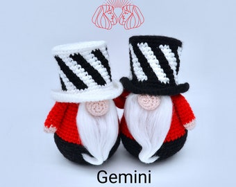 Crochet Gemini Sign, Astrological Sign, Zodiac Sign Gnome Crochet Pattern, Crochet Gemini Gnome Pattern