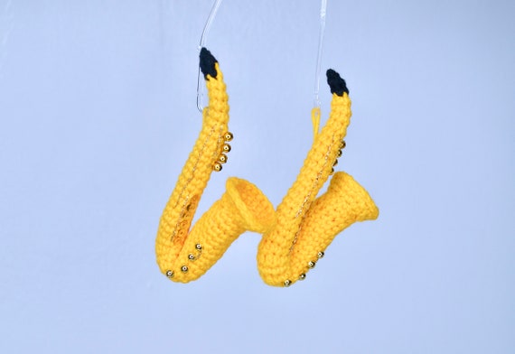 Saxophone Crochet Pattern, Crochet Christmas Ornament Pattern