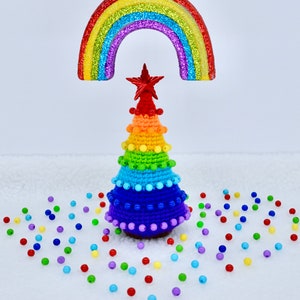 Crochet Christmas Tree Pattern, Crochet Christmas Rainbow Tree Ornament Pattern, Christmas Decoration Tree Pattern image 3