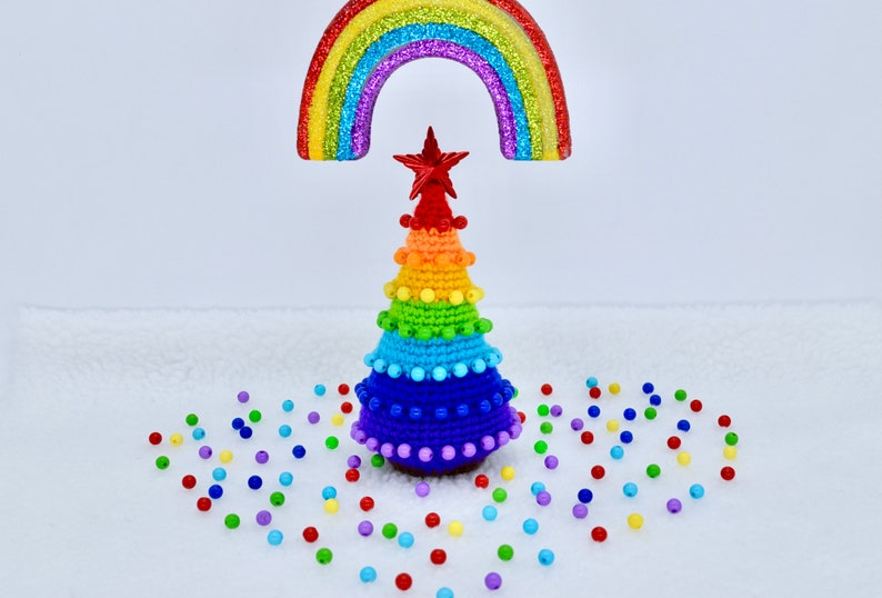 Crochet Christmas Tree Pattern, Crochet Christmas Rainbow Tree Ornament Pattern, Christmas Decoration Tree Pattern image 3