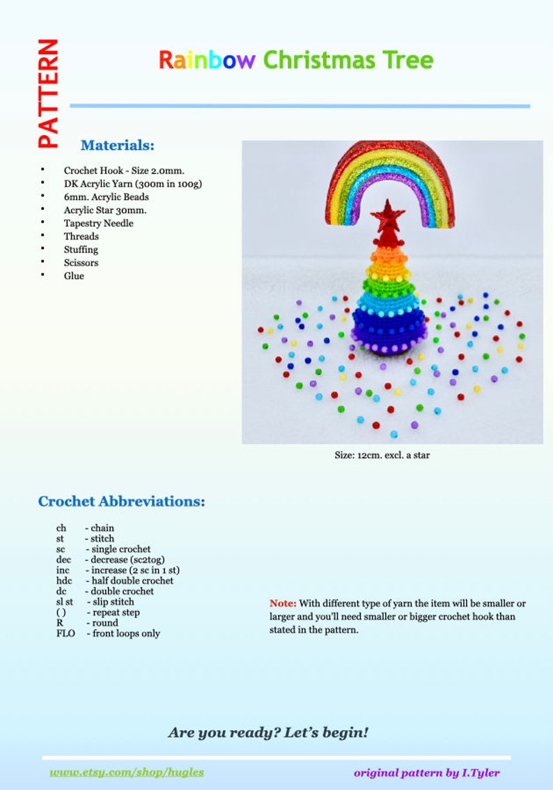 Crochet Christmas Tree Pattern, Crochet Christmas Rainbow Tree Ornament Pattern, Christmas Decoration Tree Pattern image 7