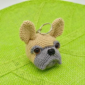 French Bulldog Crochet Keychain PATTERN, Amigurumi Crochet Dog Keychain PATTERN, Crochet French Bulldog Keyring PATTERN