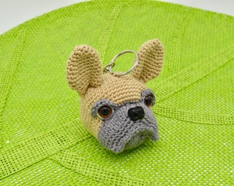 French Bulldog Crochet Keychain PATTERN, Amigurumi Crochet Dog Keychain PATTERN, Crochet French Bulldog Keyring PATTERN
