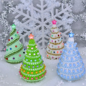 Crochet Christmas Tree Pattern, Crochet Christmas Tree Ornament Pattern, Colourful Christmas Tree Pattern image 3