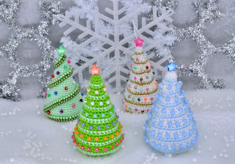 Crochet Christmas Tree Pattern, Crochet Christmas Tree Ornament Pattern, Colourful Christmas Tree Pattern image 3
