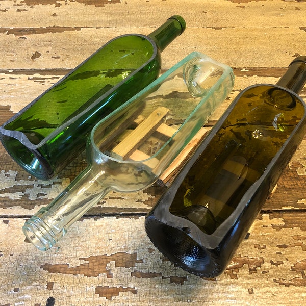 Side Cut Wine Bottle Planter with Pallet Wood Base (Multiple Color Options)