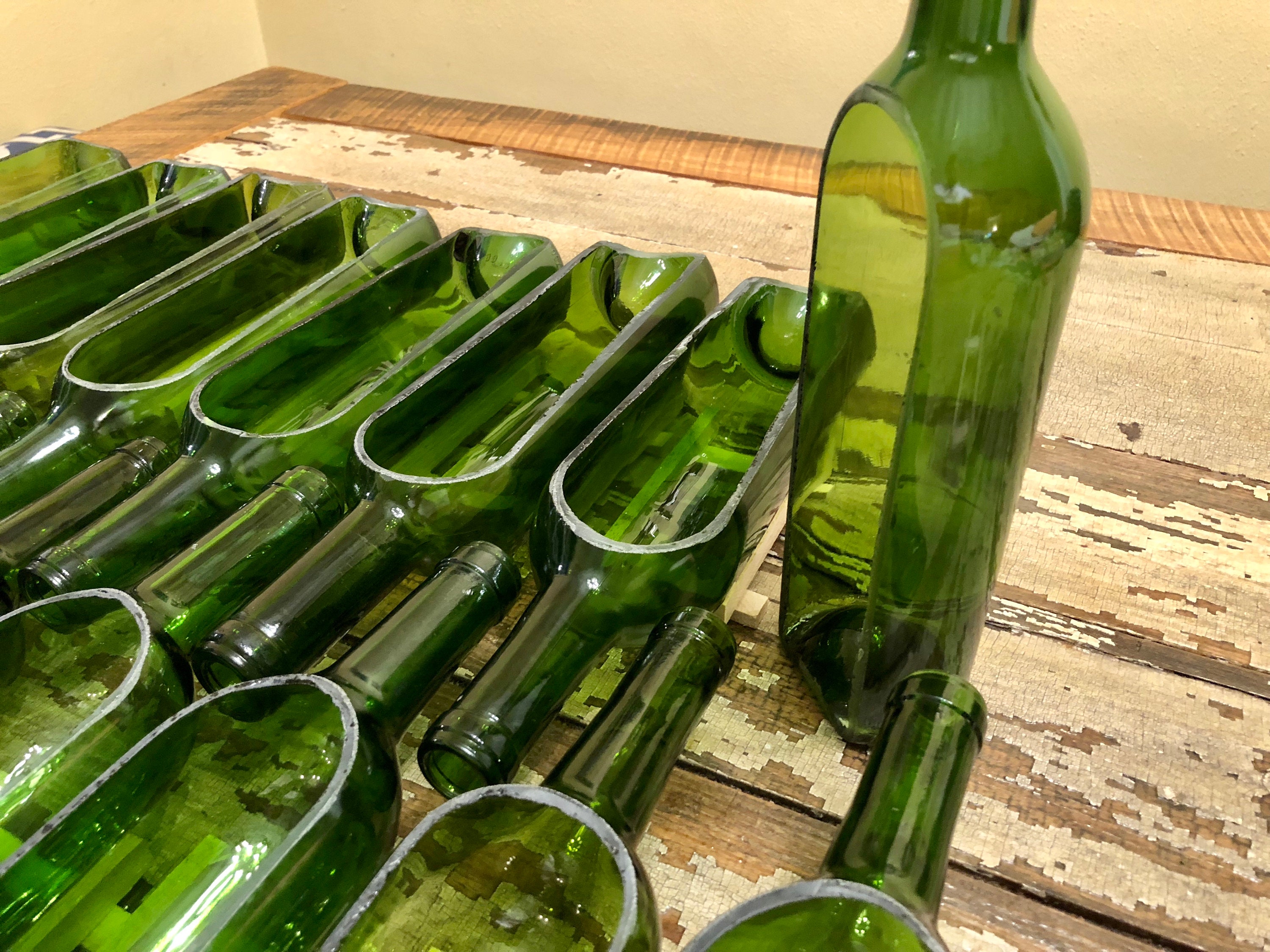 12 Side Cut Wine Bottle Planters with Pallet Wood Bases Etsy