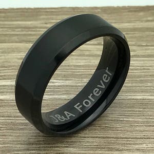 8mm Personalized Tungsten Wedding Ring, Brushed Finish Tungsten Ring Band, Black Tungsten Wedding Ring, Comfort Fit, FREE ENGRAVING image 1