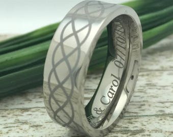 9mm Tungsten Ring, Celtic Tungsten  Ring, Engraved Wedding Ring, Roman Numeral Ring, Coordinates Ring, Custom Promise Ring, Purity Ring