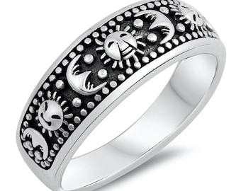 Personalized Tungsten Ring Sun Moon and Stars Anniversary Rings TCR231