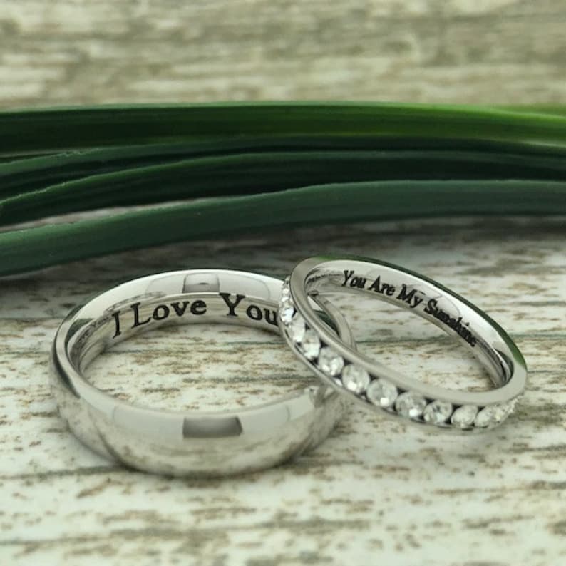His and Hers Titanium Rings Personalized Wedding Rings | Etsy