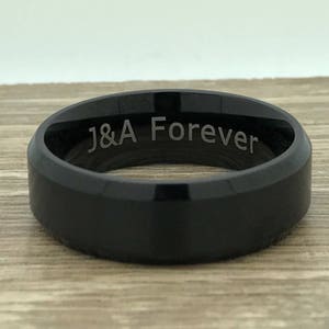 8mm Personalized Tungsten Wedding Ring, Brushed Finish Tungsten Ring Band, Black Tungsten Wedding Ring, Comfort Fit, FREE ENGRAVING image 2