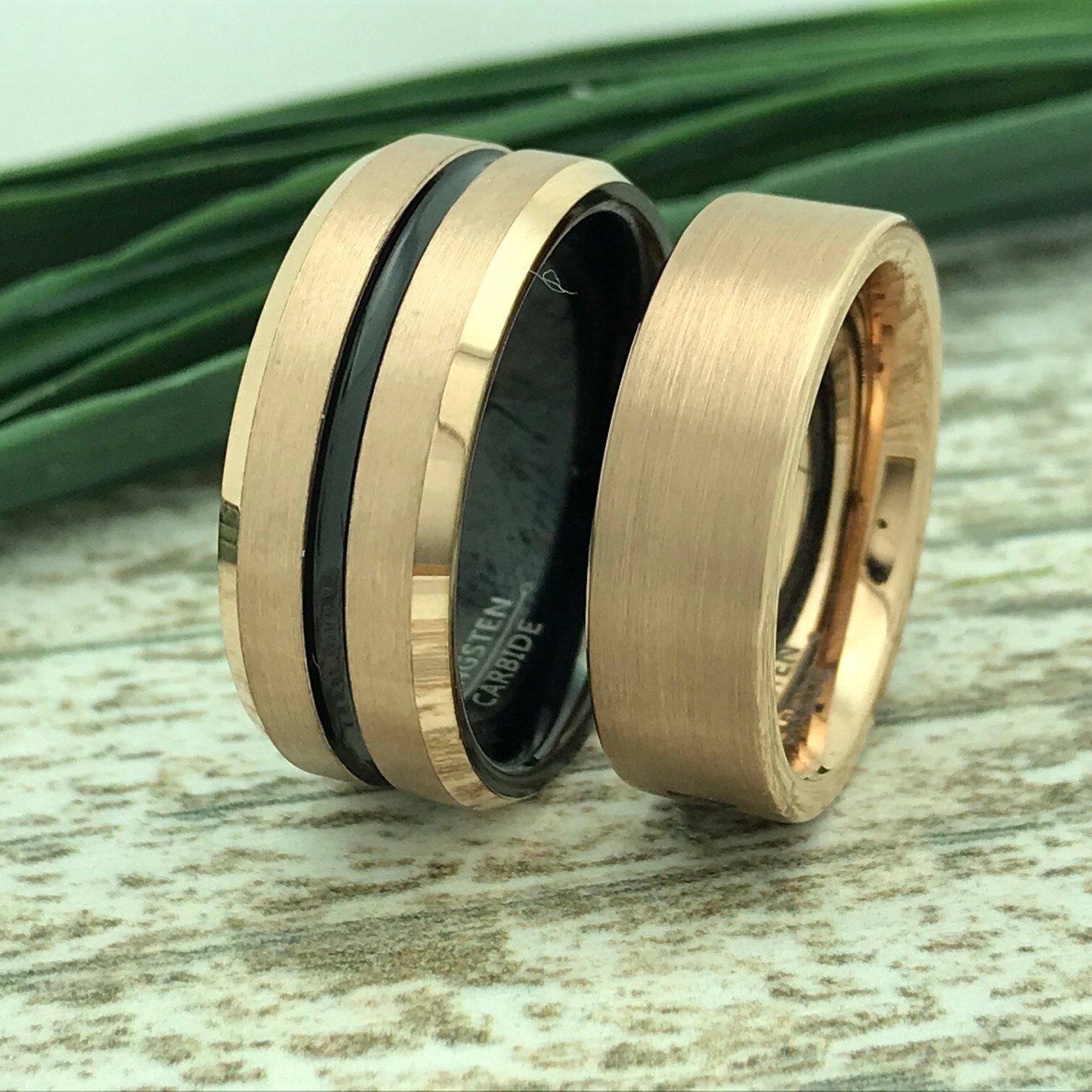 8mm/6mm Rose Gold Tungsten Rings Personalized Wedding Rings - Etsy UK