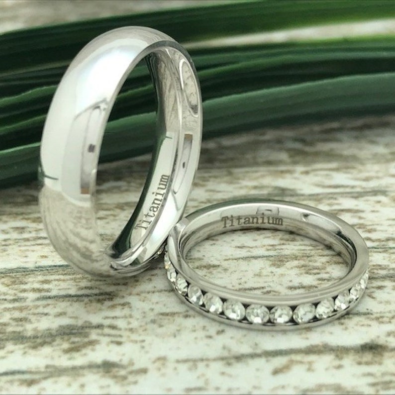 Promise Rings Personalized Wedding Rings Purity Ring,Eternity Rings Wedding Bands His and Hers Titanium Rings Couples Ring Set