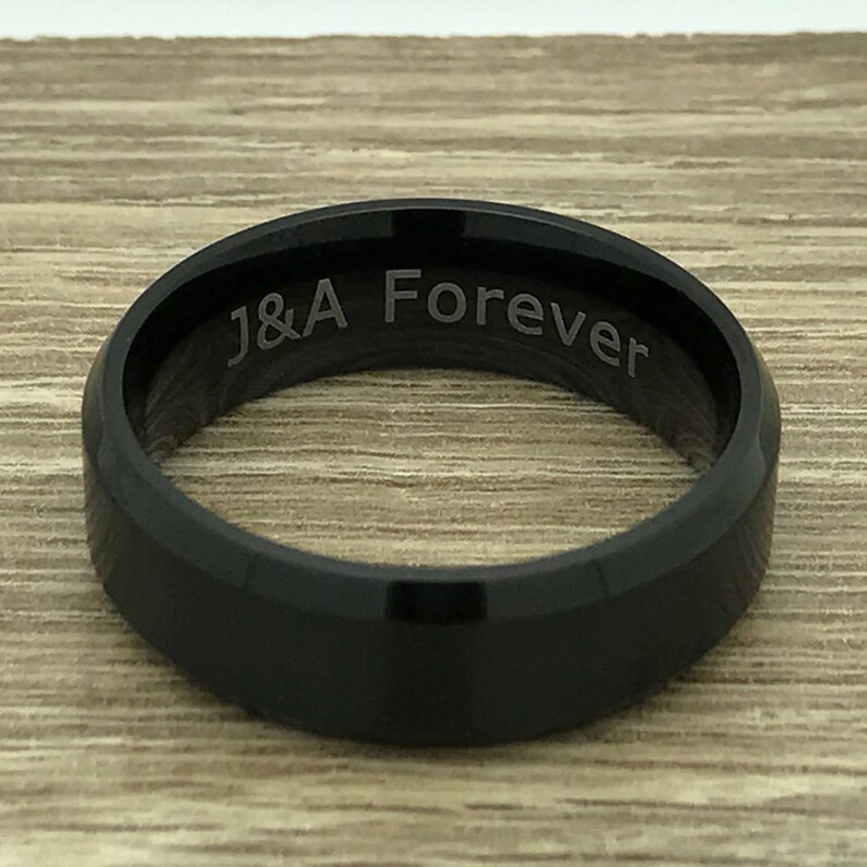 8mm Personalized Tungsten Wedding Ring, Brushed Finish Tungsten Ring Band, Black Tungsten Wedding Ring, Comfort Fit, FREE ENGRAVING image 3