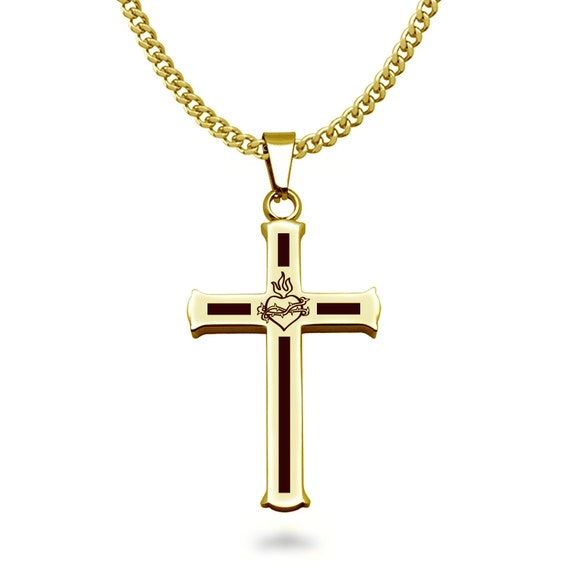 Mens two tone cross necklace sale