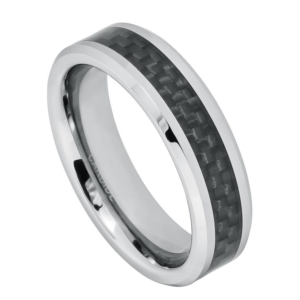 6mm Black Carbon Fiber Tungsten Ring Engraved Wedding Date Etsy