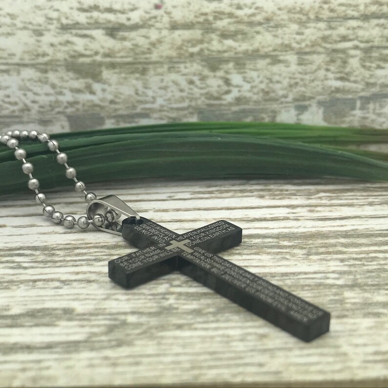 Men's Cross Necklace Personalized Engrave the Lord's Etsy
