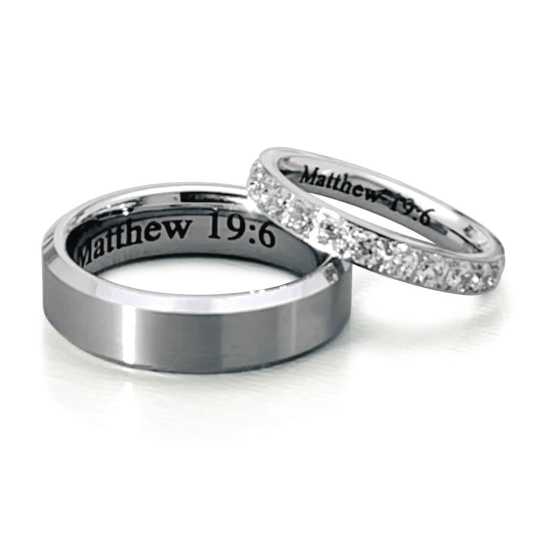 His and Hers Tungsten Rings, Personalized Wedding Rings, Wedding Bands