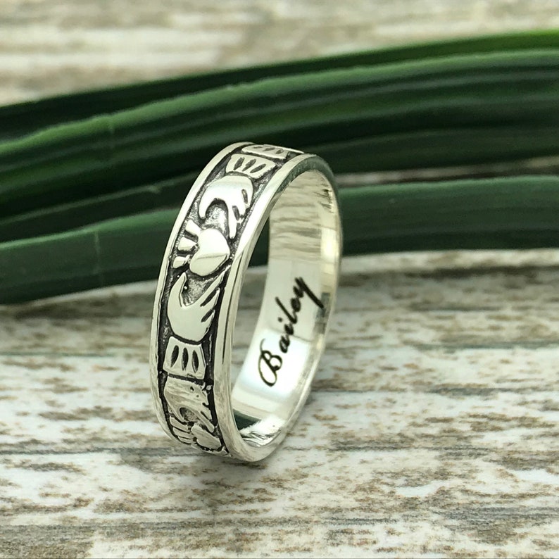 5mm Claddagh Rings His and Hers Wedding Bands Engraved
