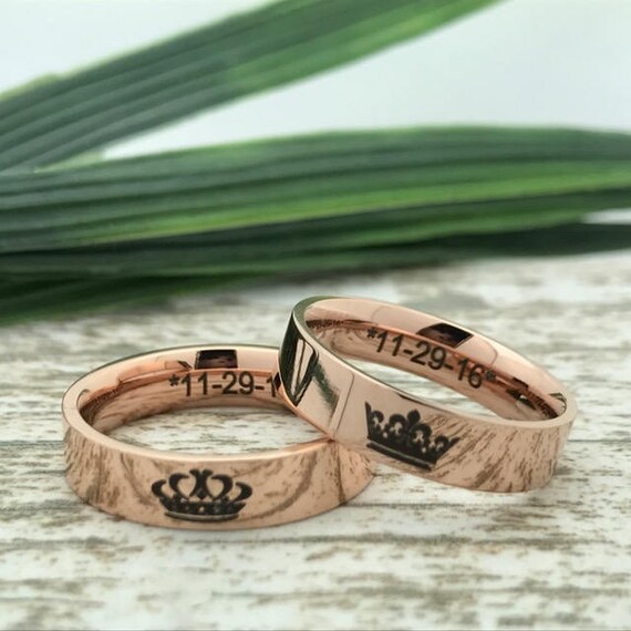 5mm Rose Gold Stainless Steel Wedding Rings Wedding Bands engrave
