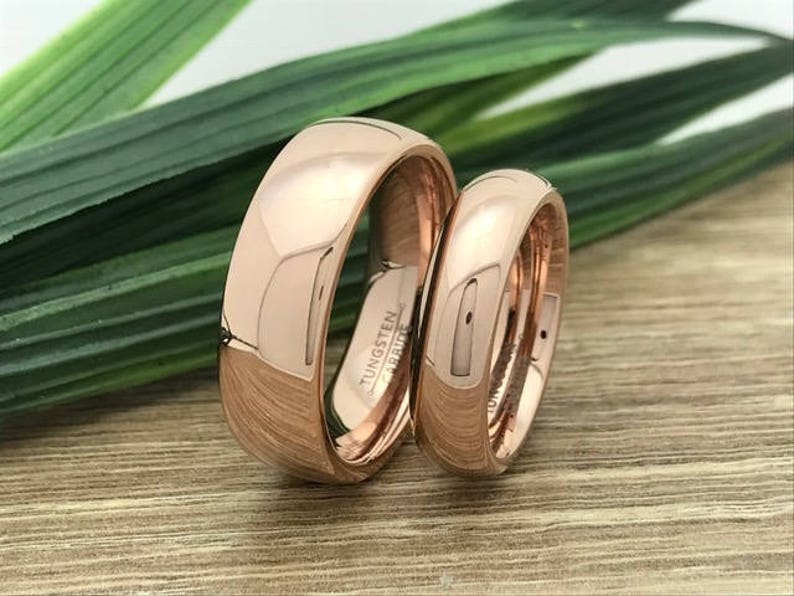 His And Her Ring Set Matching Couple Ring 7mm5mm Rose Gold Tungsten Rings Couple Promise Rings Couples Ring Set Couples Names Rings
