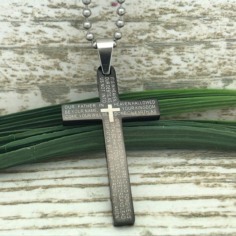 Men's Cross Necklace Personalized Engrave the Lord's Etsy