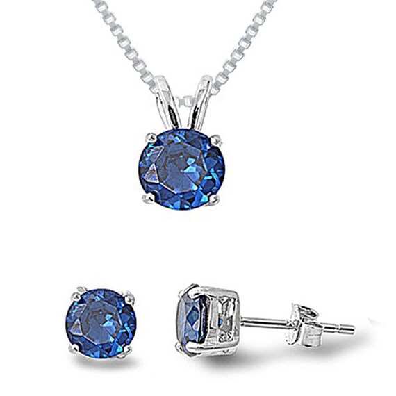 September Birthstone Necklace Set Sterling Silver Necklace Set